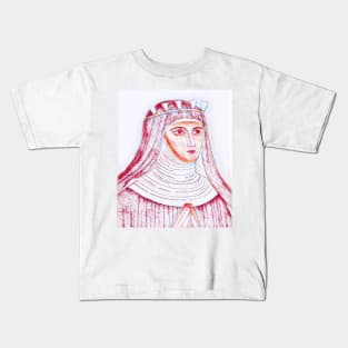 Hildegard of Bingen Portrait | Hildegard of Bingen Artwork | Line Art Kids T-Shirt